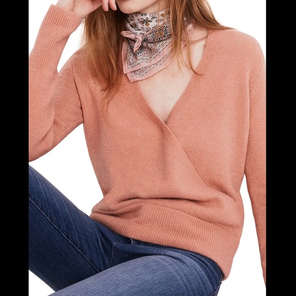 Madewell Faux Wrap Pullover Sweater - Picture 1 of 5